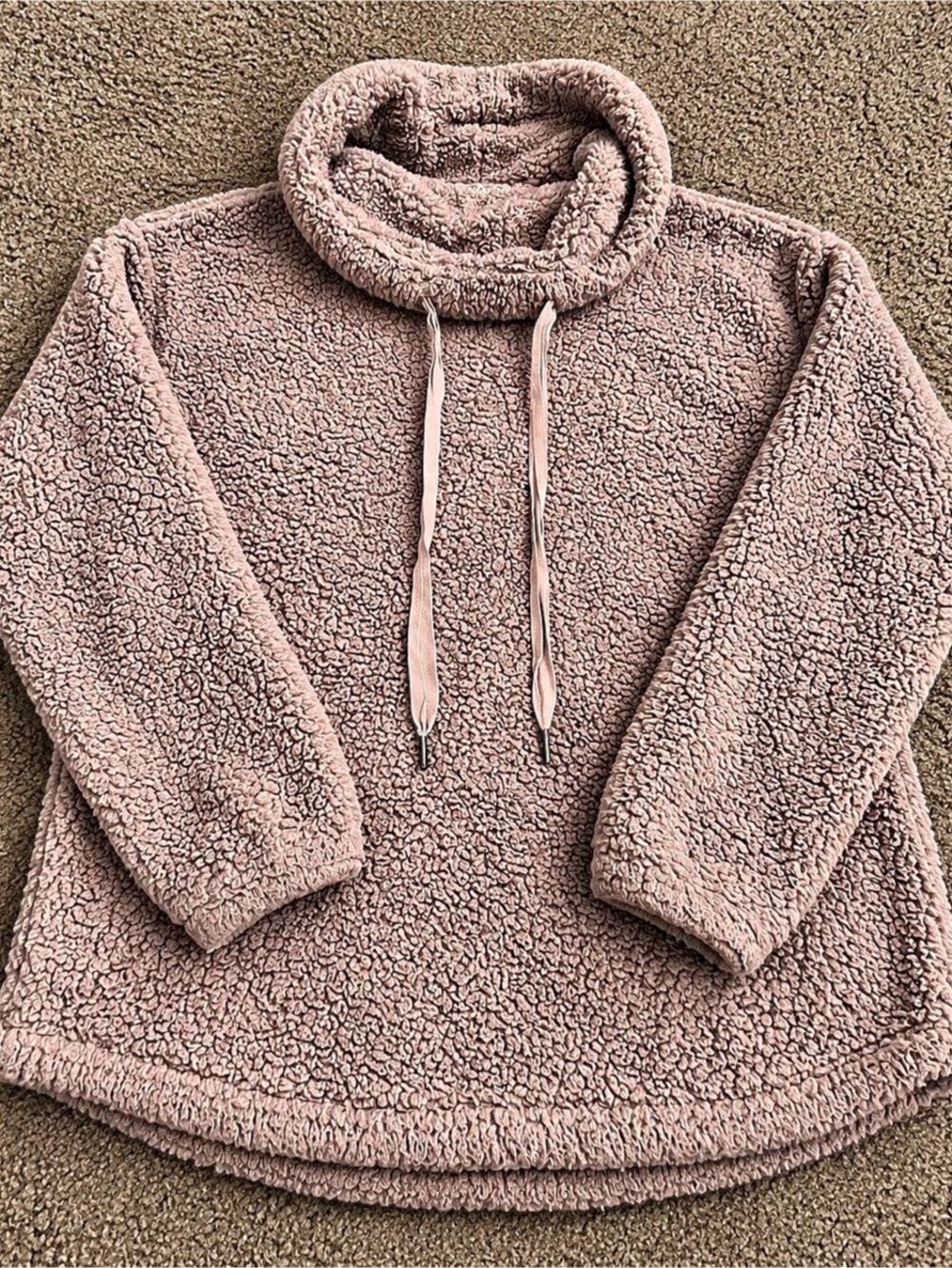 Maurices Pink Sherpa Fleece Cowl Neck Pullover Size Medium
